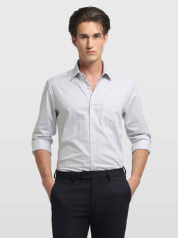 Arrow - Men Grey Vertical Stripes Originals Shirt