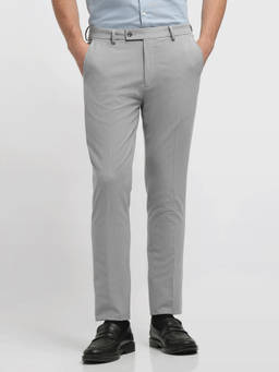 Arrow - Men Light Grey Jackson Slim Fit Mid Rise Trouser