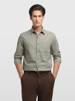 Arrow Sports - Men Olive Jaquard Self Design Shirt