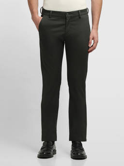 Arrow Sports - Men Dark Olive Hudson Regular Fit Mid Rise Trouser