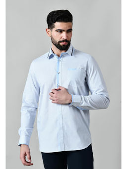 Pier seven - Men Blue Cotton Printed Regular Fit Shirt
