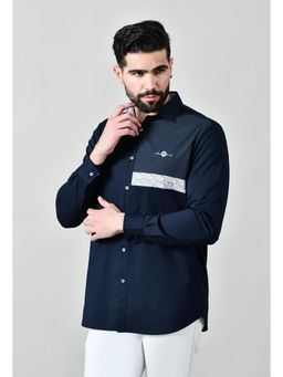 Pier seven - Men Premium Navy Blue Printed Shirt