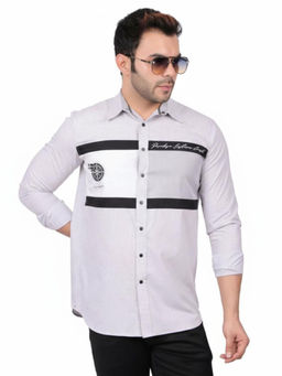 Pier seven - Men Light Grey Tailored Polycotton Regular Fit Shirt