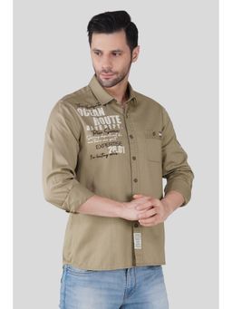 Pier seven - Men Khaki Text Printed Shirt