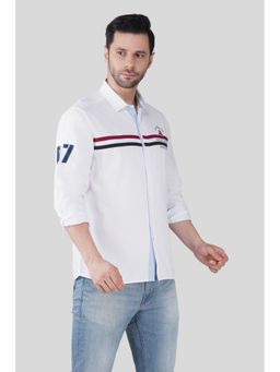 Pier seven - Men White Stripes Casual Cotton Shirt