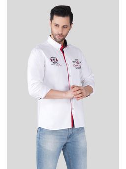 Pier seven - Men White Typography Regular Fit Full Sleeves Shirt