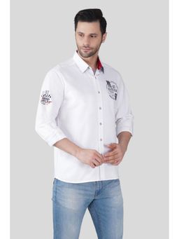 Pier seven - Men White Typography Regular Fit Full Sleeves Shirt