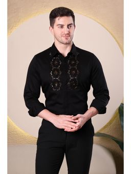 Pier seven - Men Black Sequined Designer Party Wear Shirt