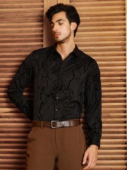 CAHOOT - Men Black Abstract Printed Regular Fit Full Sleeves Shirt
