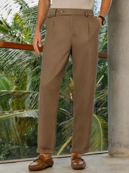 CAHOOT - Men Brown Solid Relaxed Fit Casual Trouser