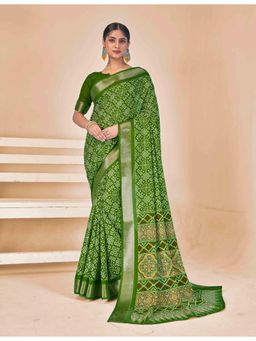 Gahan - Dola Silk Patola Print Light green Saree with Unstitched Blouse