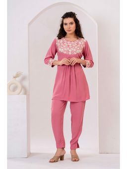 Gahan - Womens Peach Rayon Crush Co-Ord Set