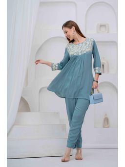 Gahan - Womens Blue Rayon Crush Co-Ord Set