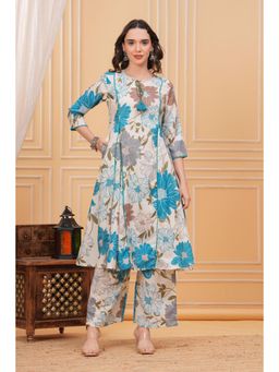 Gahan - Women Floral Printed Green Rayon Kurta with Palazzo