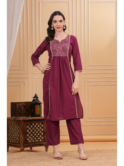 Gahan - Women Wine Cotton Kurta with Pant