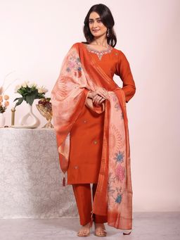 Gahan - Embroidered Sequinned Silk Kurta with Pant & Organza Dupatta