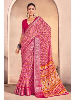 Gahan - Kasab Jacquard Border Lavender Cotton Silk Saree with Unstitched Blouse