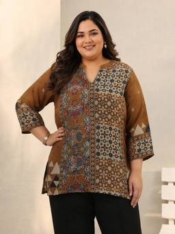 Extra love by Libas - Women Silk Blend Rust Tunic