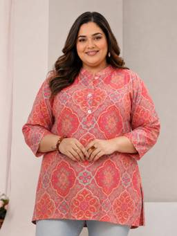 Extra love by Libas - Women Silk Blend Peach Tunic