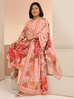 Extra love by Libas - Women Muslin Pink Kurta With Pant & Dupatta