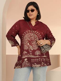 Extra love by Libas - Women Muslin Maroon Tunic