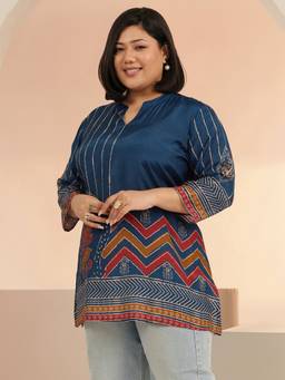 Extra love by Libas - Women Muslin Blue Tunic