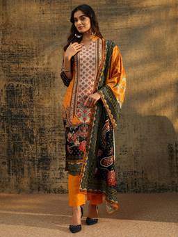 Libas - Women Muslin Mustard Kurta With Pant & Dupatta