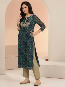 Libas - Women Chiffon Blue Kurta