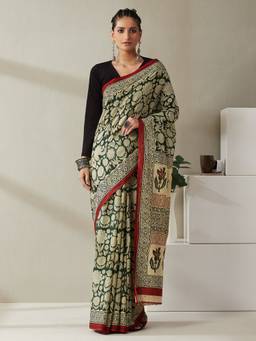 Garden VARELI - Women Pure Cotton Green Printed Saree