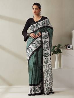 Garden VARELI - Women Pure Cotton Green Printed Saree