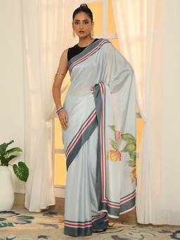 Garden VARELI - Women Satin White Printed Saree