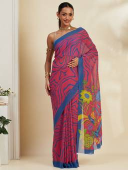 Garden VARELI - Women Georgette Red Printed Saree