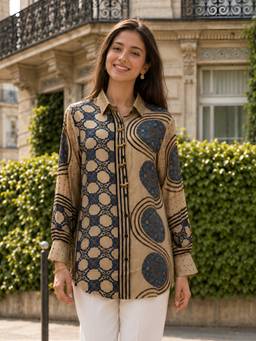 KAFTANIZE - Women Crepe Beige Shirt