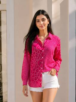 KAFTANIZE - Women Crepe Pink Shirt