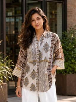 KAFTANIZE - Women Silk White Shirt