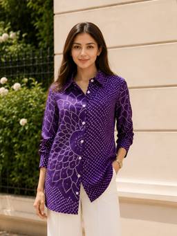 KAFTANIZE - Women Crepe Purple Shirt