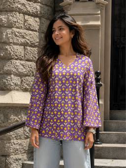 KAFTANIZE - Women Cotton Purple Tunic