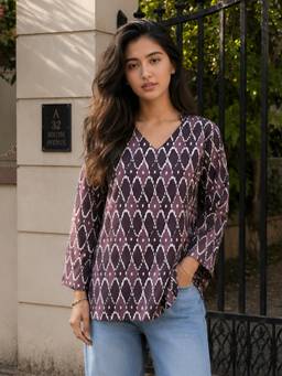 KAFTANIZE - Women Cotton Brown Tunic