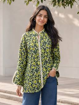 KAFTANIZE - Women Cotton Olive Tunic