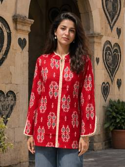 KAFTANIZE - Women Cotton Red Tunic