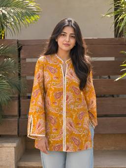 KAFTANIZE - Women Cotton Mustard Tunic