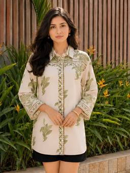 KAFTANIZE - Women Cotton Off White Shirt