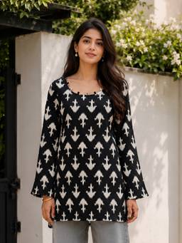 KAFTANIZE - Women Cotton Black Tunic