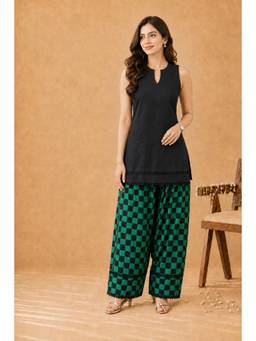 Kaori By Shreya - Women Cotton Black Kurta with Salwar & Dupatta