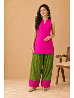 Kaori By Shreya - Women Cotton Pink Kurta with Salwar & Dupatta