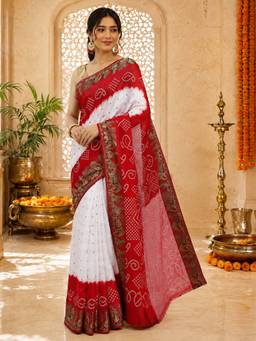 KISHORI - Women Crepe Red Printed Saree