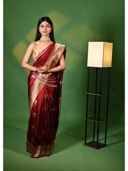Biyahuti - Women Banarasi Maroon Handloom Saree