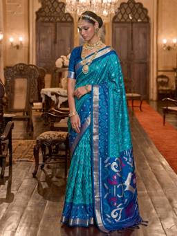 Sutriti - Women Silk Blue Handloom Saree