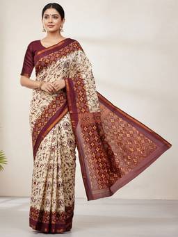 URBAN PALLU - Women Pure Cotton Red Printed Saree
