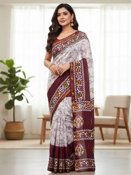URBAN PALLU - Women Pure Cotton Red Printed Saree